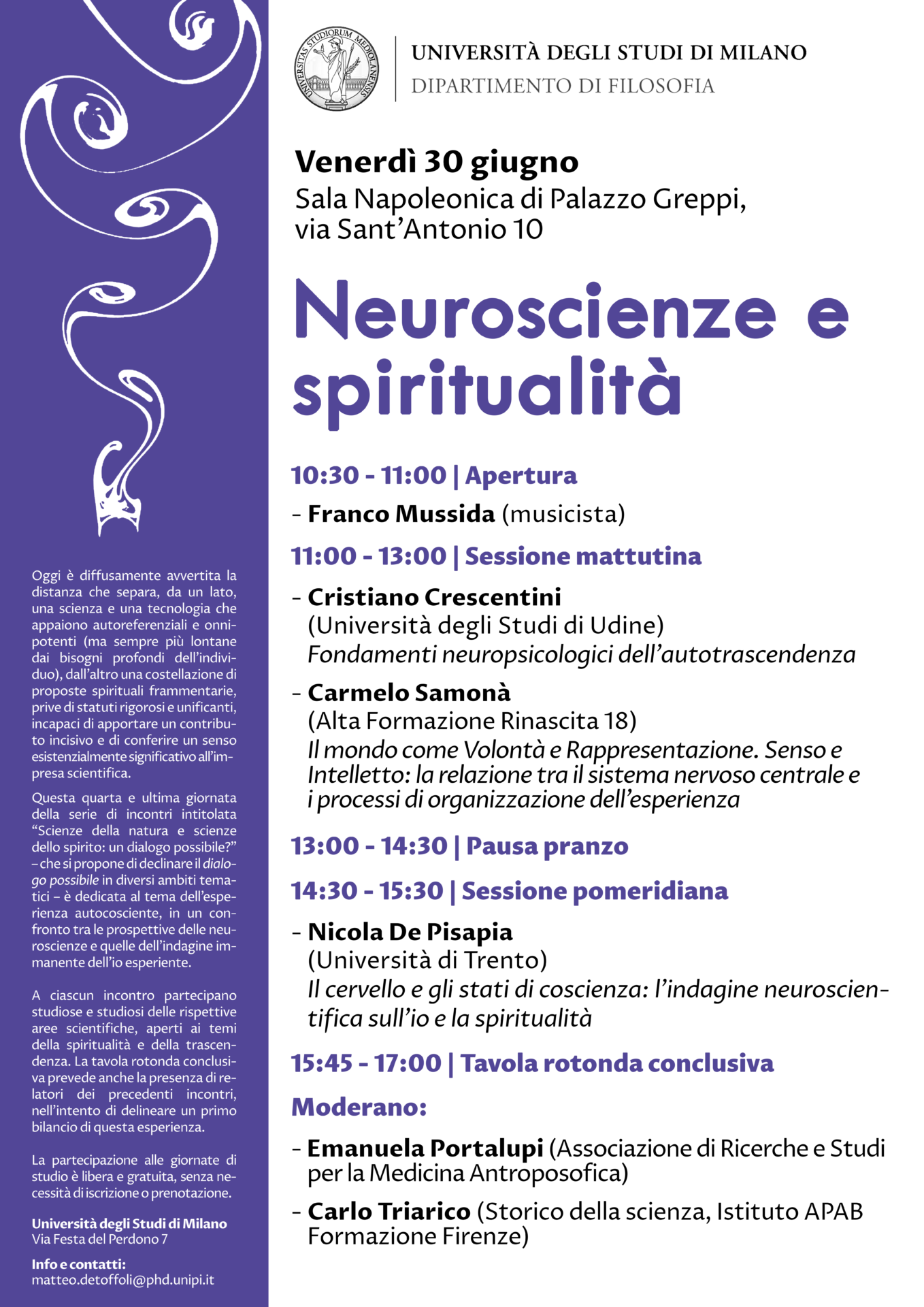 Neuroscienze e spiritualità. 30 giugno giornata di approfondimento all’Università degli Studi di Milano