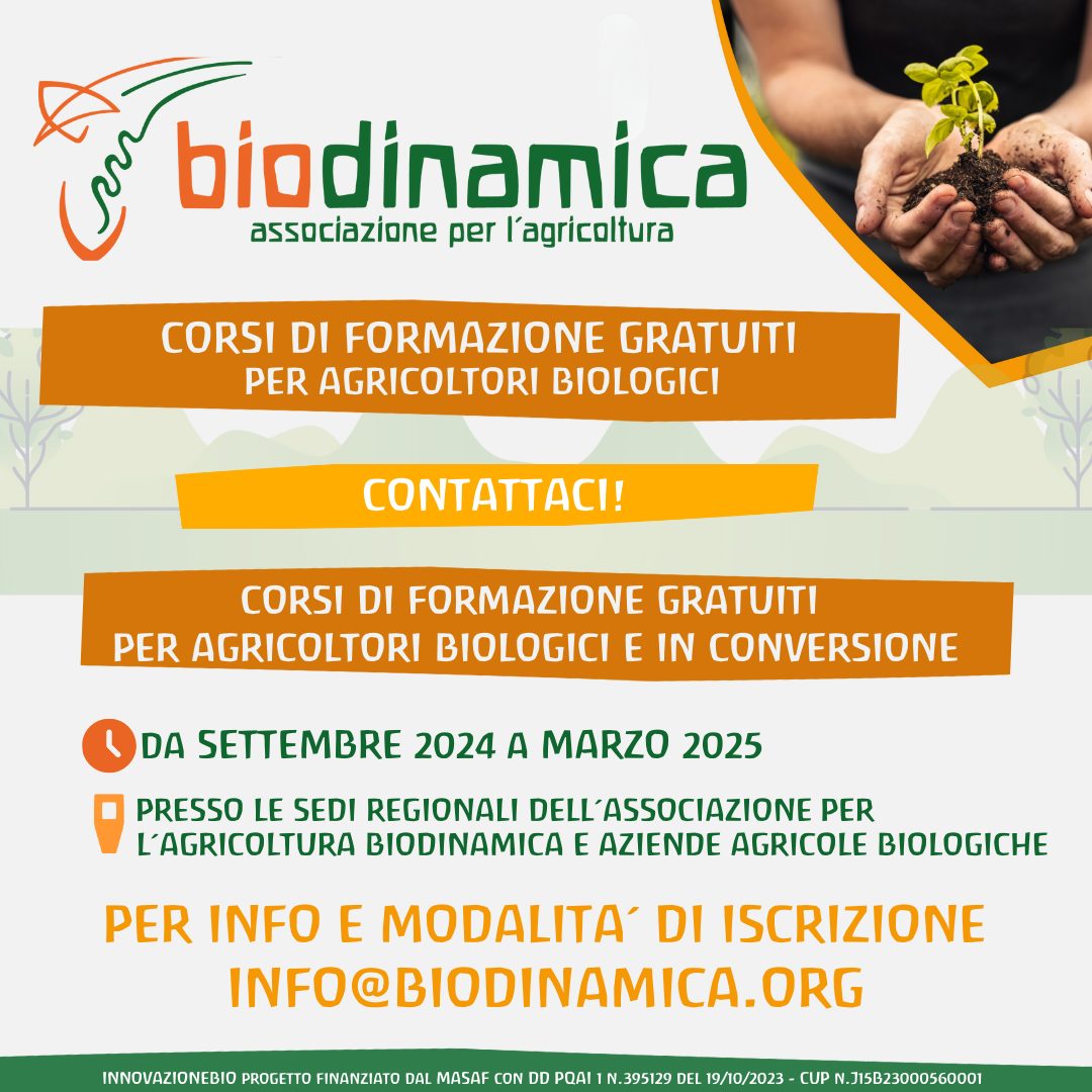 Imperdibili! I corsi gratuiti organizzati dall’Associazione per l’Agricoltura Biodinamica in tutta Italia