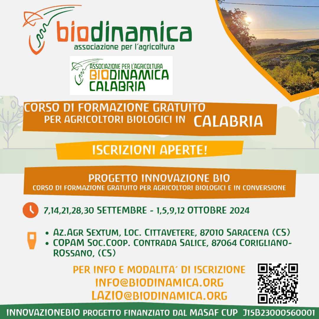 Calabria – Corso di formazione gratuito per agricoltori biologici