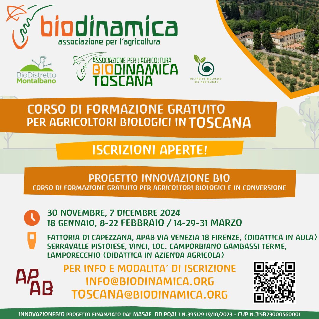 Toscana: nella splendida cornice della Fattoria di Capezzana parte il corso gratuito organizzato dall’Associazione per l’Agricoltura Biodinamica per agricoltori biologici e in conversione