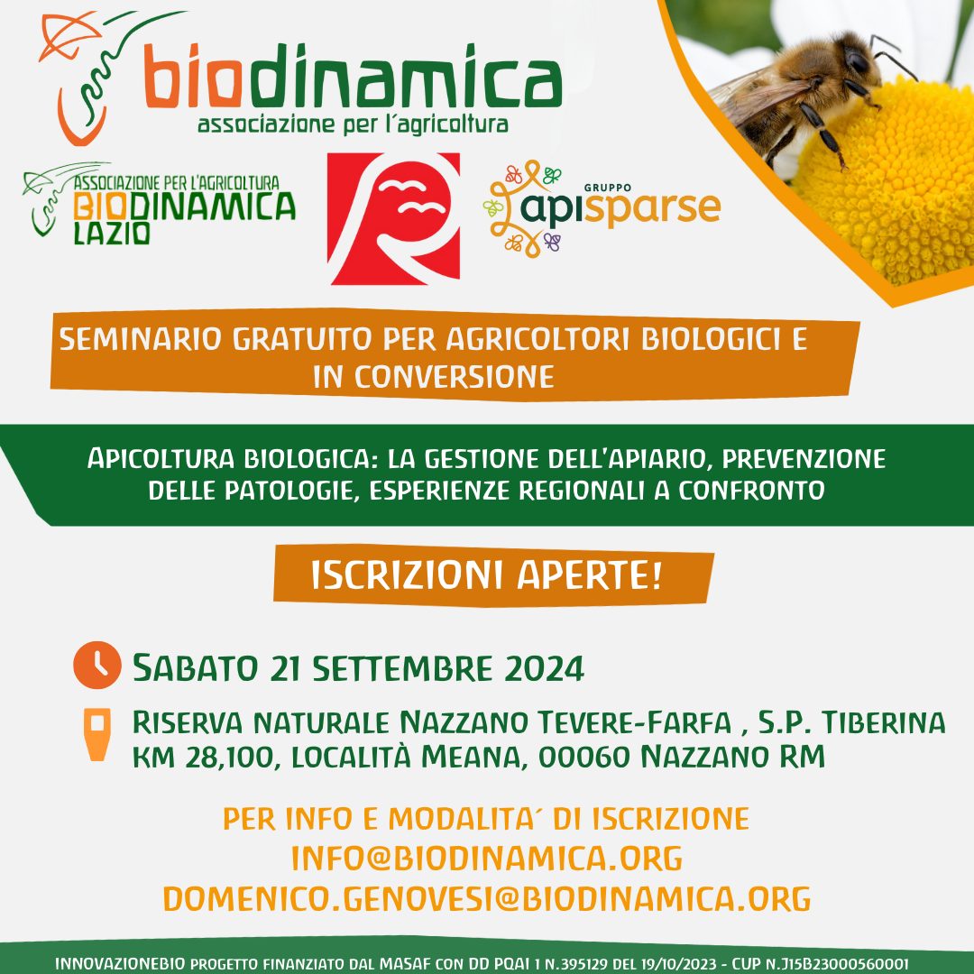 Aperte le iscrizioni al seminario gratuito sull’Apicoltura biologica, Riserva Naturale Nazzano Tevere-Farfa, 21 settembre 2024
