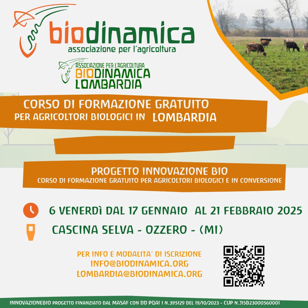 La sezione Lombardia organizza il corso gratuito per agricoltori biologici e in conversione presso Cascina Selva