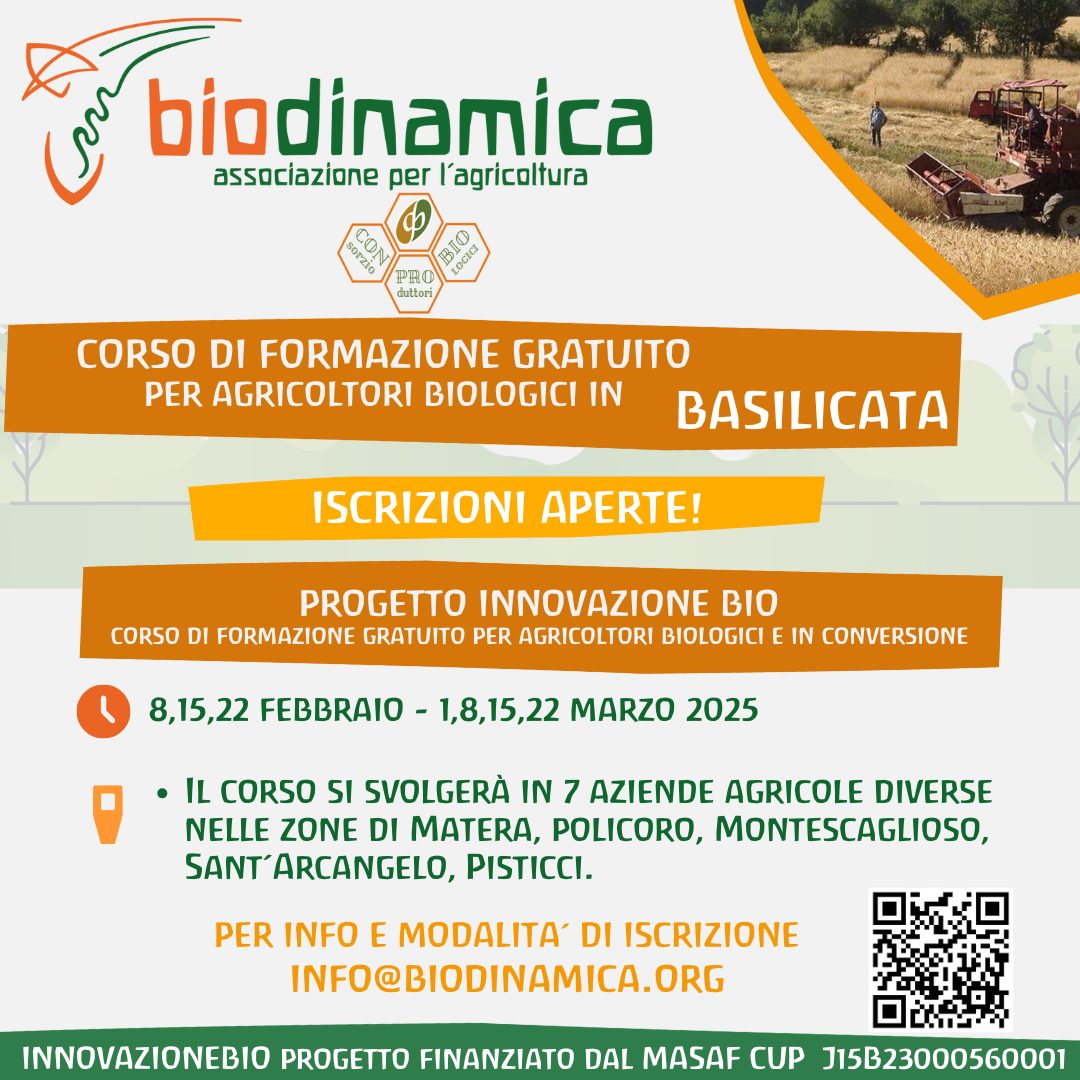 Basilicata: parte l’8 febbraio 2025 il corso gratuito per agricoltori bio e in conversione