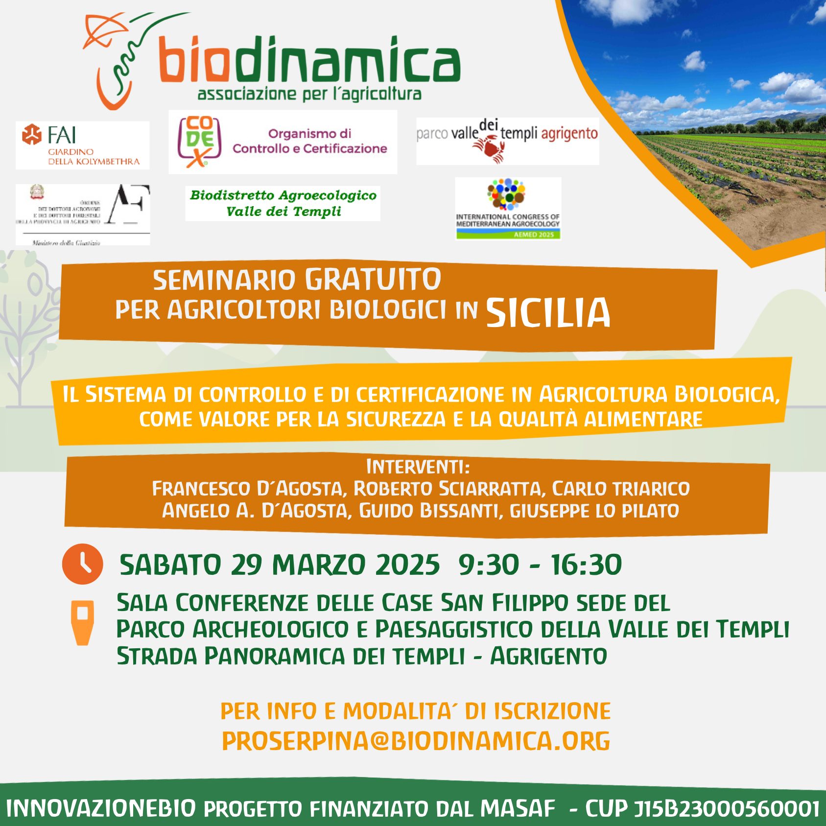 L’Associazione Biodinamica nella Valle dei Templi con il seminario di Codex per il progetto Innovazionebio. Sabato 29 marzo ad Agrigento, partecipazione gratuita