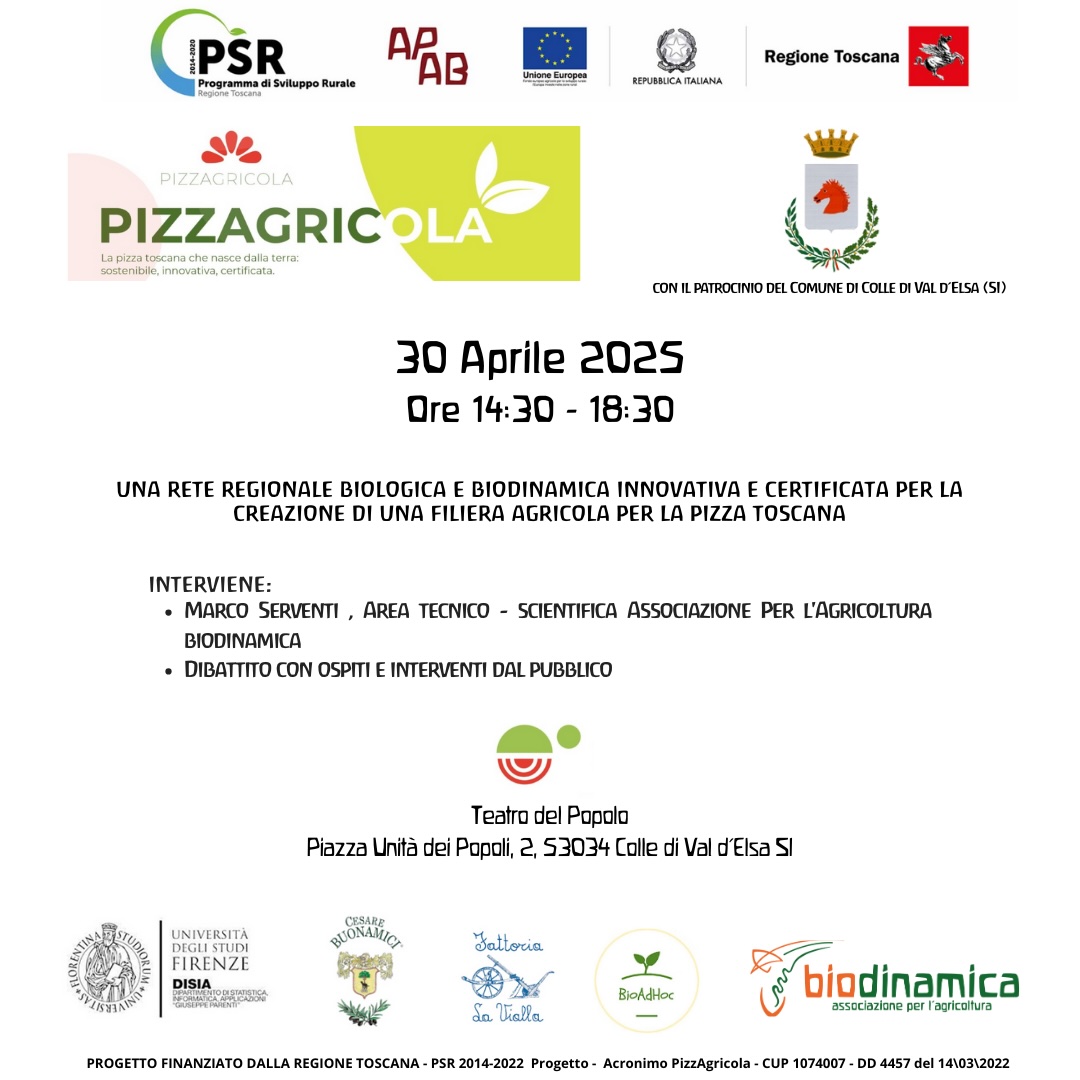 30 aprile 2025: seminario gratuito a Colle Val D’Elsa (SI) – La pizza toscana nasce dalla terra
