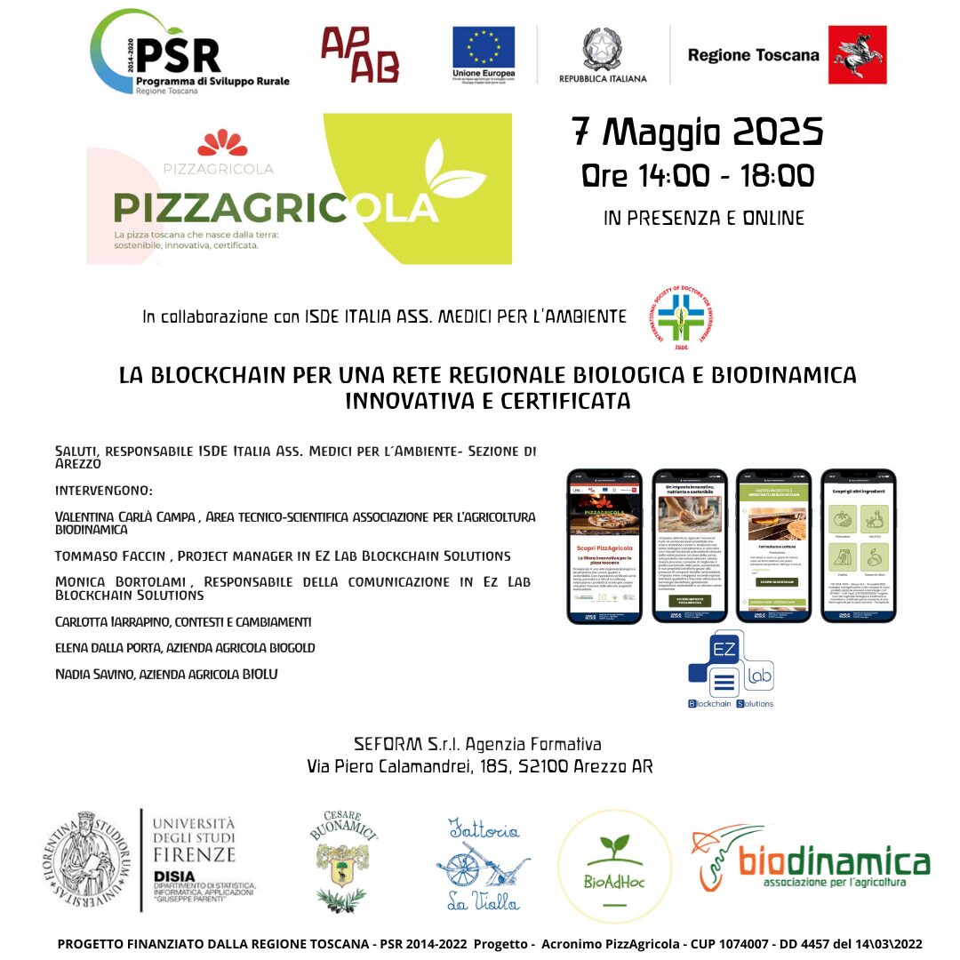7 maggio 2025 – Arezzo: Seminario gratuito Blockchain e Bioagricoltura: il Futuro della Filiera per la Pizza Toscana