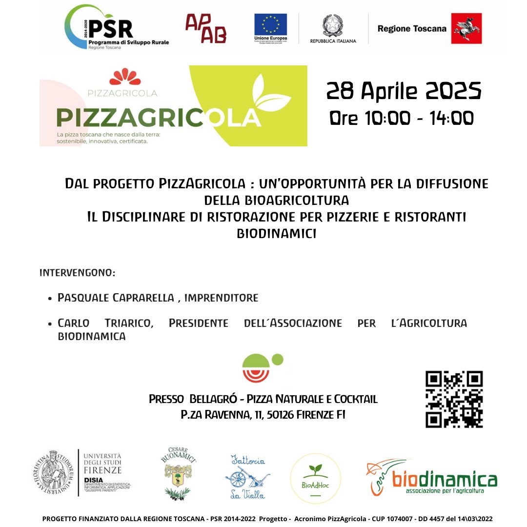 28 aprile 2025 a Firenze seminario gratuito Pizzagricola: La Rivoluzione Biodinamica nel Piatto!