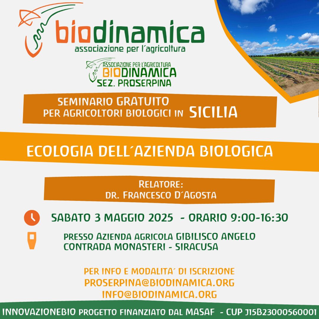 Sicilia Bio: Seminario Gratuito sull’Ecologia per Aziende Agricole Biologiche il 3 maggio 2025