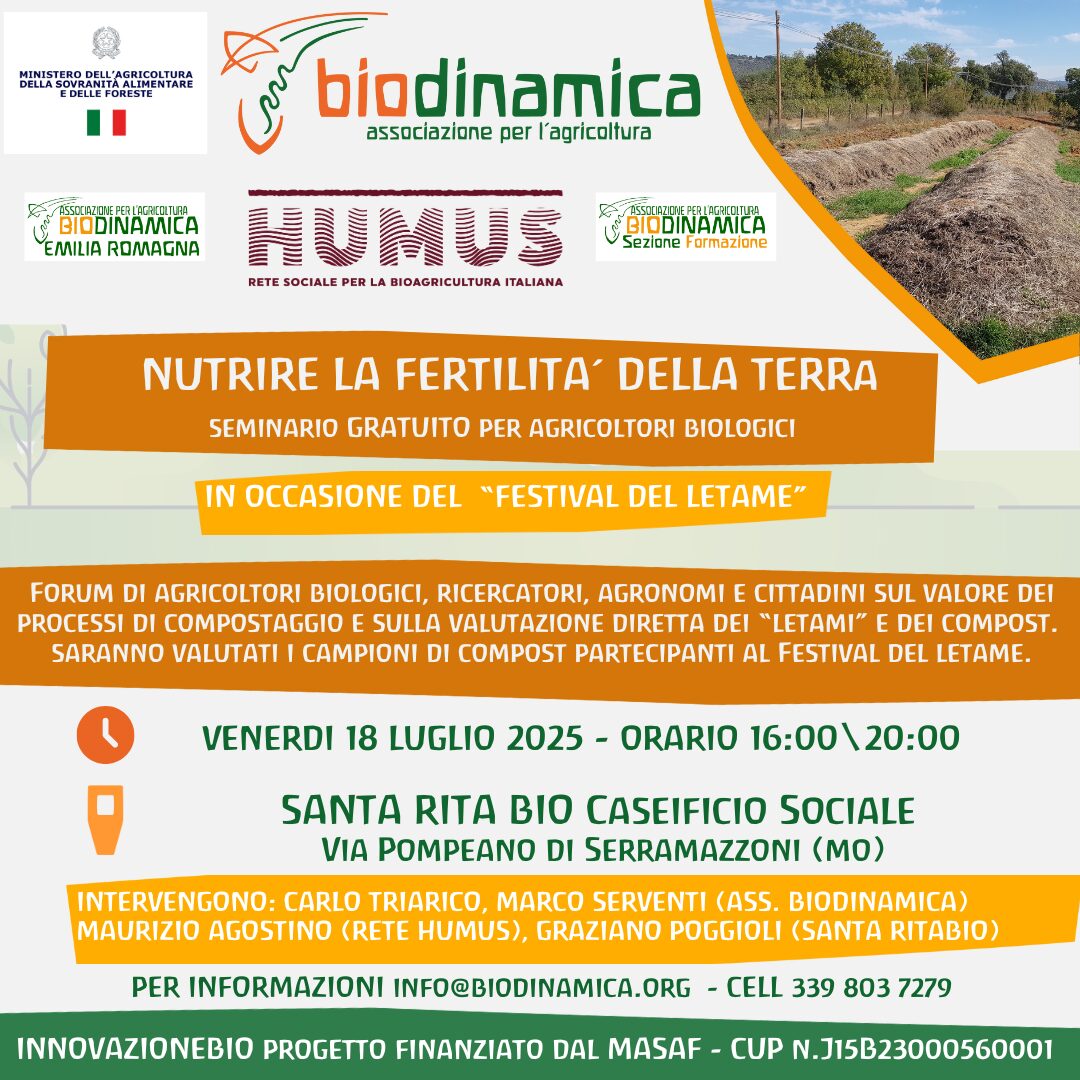 18 luglio 2025 Seminario gratuito  in Emilia Romagna – Nutrire la fertilità della terra