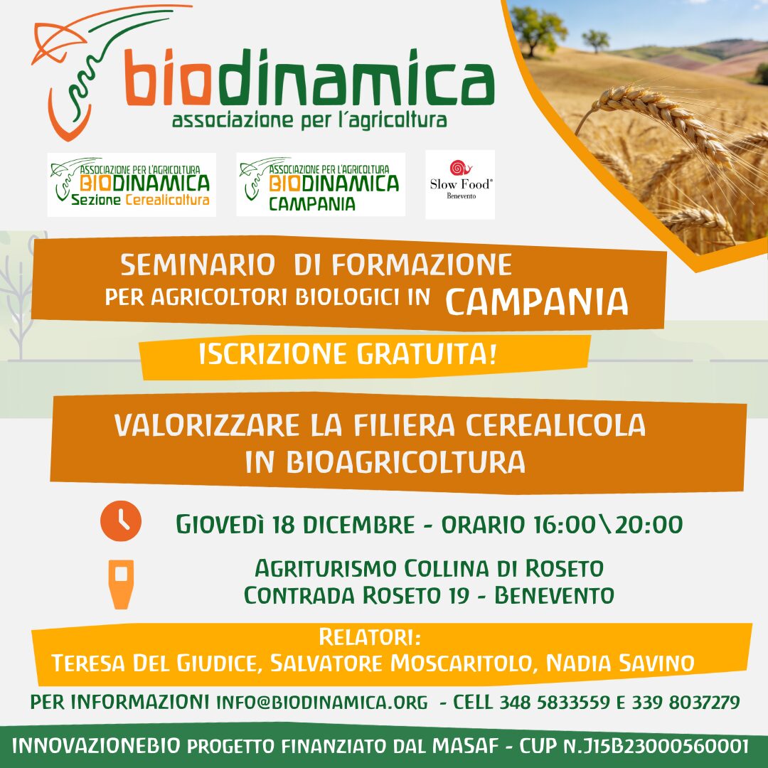18 dicembre 2025 Seminario GRATUITO a Benevento per agricoltori bio