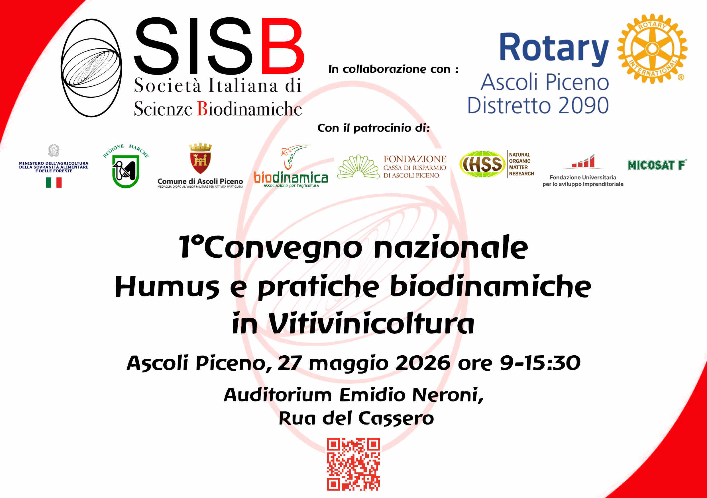 27 maggio 2026 Ascoli Piceno – 1° Convegno nazionale della Società Italiana di Scienze Biodinamiche