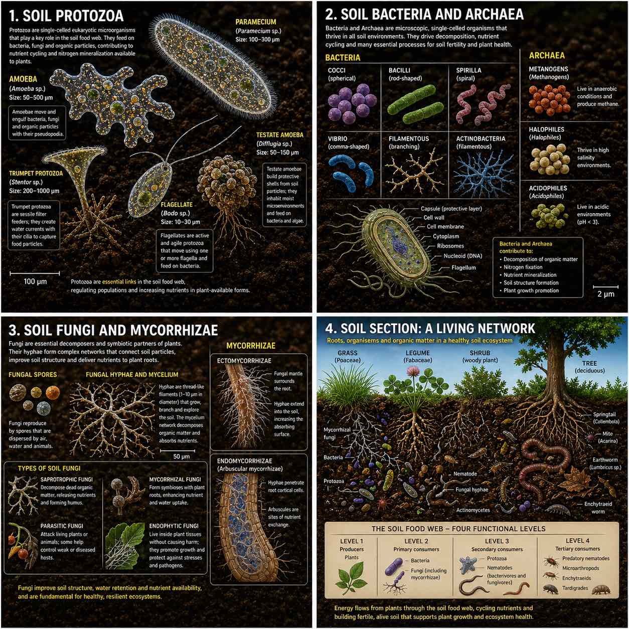 The microbial biodiversity of soils
